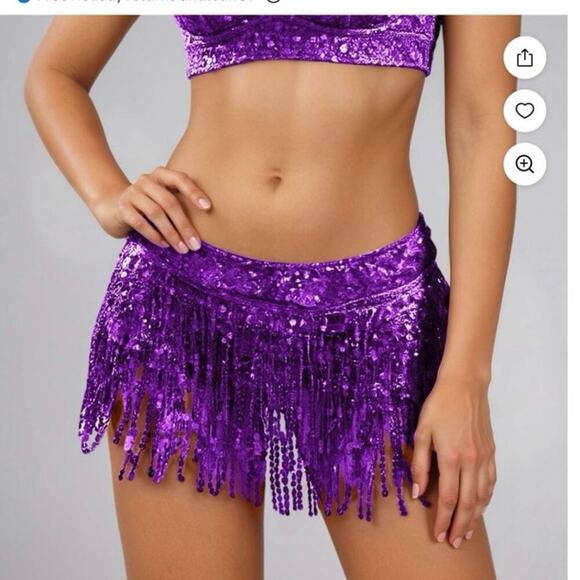 None and/or Unknown Dresses & Skirts - Sexy wrap purple sequin mini skirt